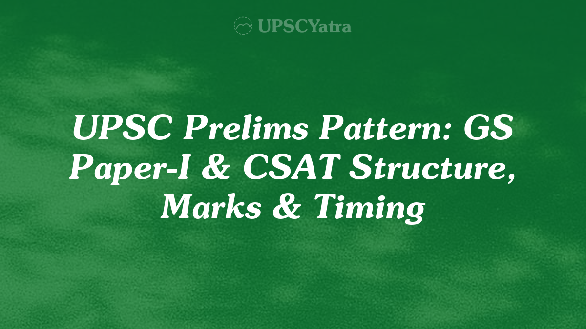 UPSC Prelims Pattern: GS Paper-I & CSAT Structure, Marks & Timing