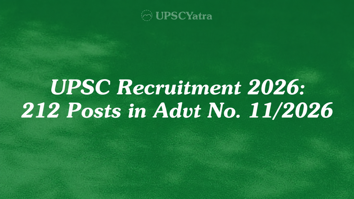 UPSC Recruitment 2026: 212 posts notified under Advertisement No. 11/2026