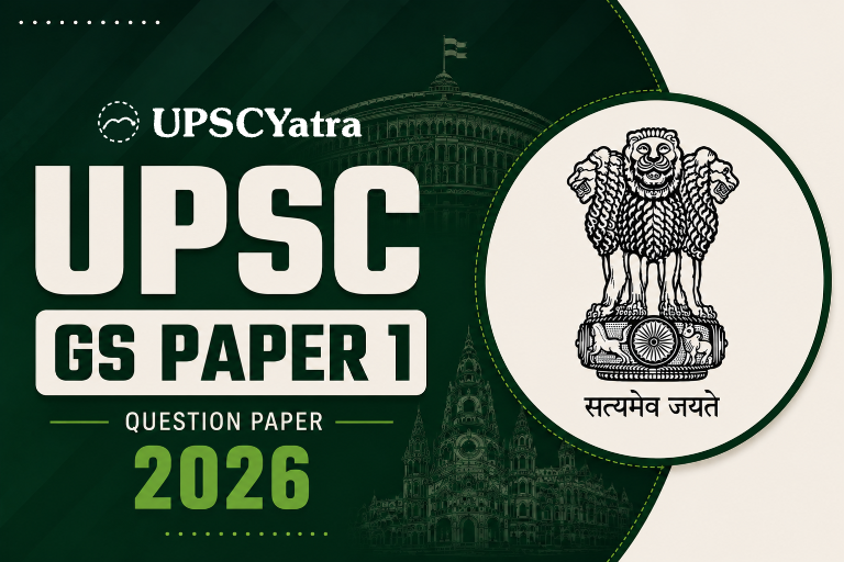 UPSC Mains 2026 GS Paper 1 question paper PDF — UPSCYatra cover for the 22 August sitting