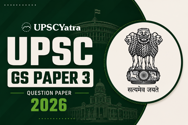 UPSC Mains 2026 GS Paper 3 question paper PDF — UPSCYatra cover for the 23 August forenoon sitting
